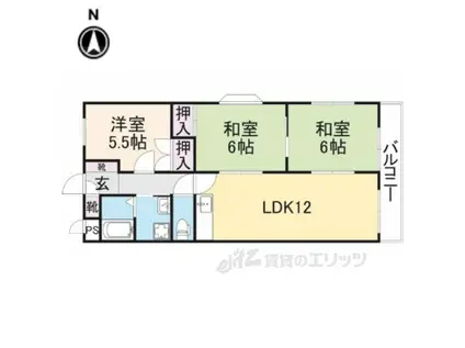 MAYUMIウエストサイド楠葉(3LDK/3階)の間取り写真