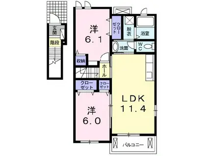 サンセール・ポワ・メゾンII(2LDK/2階)の間取り写真