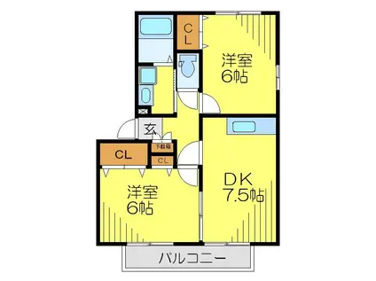 サンモールN(2DK/1階)の間取り写真