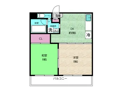 フォンテーヌ北原(2DK/2階)の間取り写真