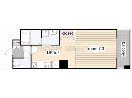 リバパレス鶴舞(1DK/9階)の間取り写真