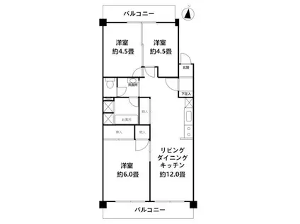 青戸ローヤルコーポ(3LDK/6階)の間取り写真