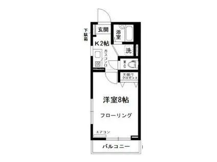 コートアダージオB棟(1K/1階)の間取り写真