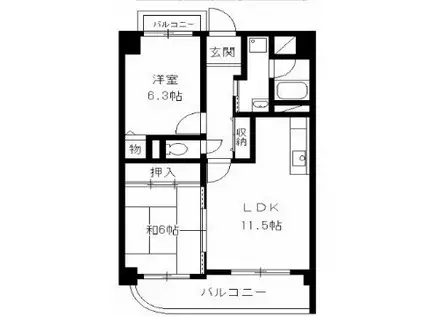 エスパシオ上新庄(2LDK/5階)の間取り写真
