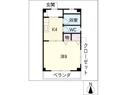 ケープタウン高倉(1K/2階)の間取り写真