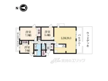 ハウス花ノ木(3LDK/1階)の間取り写真