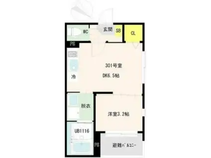 新田一丁目A アパート(1DK/3階)の間取り写真