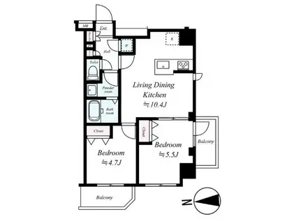 XEBEC西蒲田(1K/11階)の間取り写真