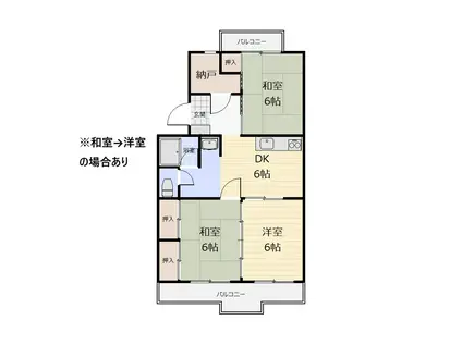 グリーンハイツしばた(3SDK/2階)の間取り写真