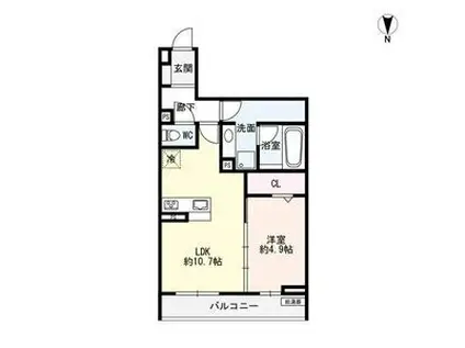 LUVITA新福寺町(1LDK/2階)の間取り写真