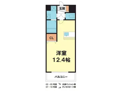 ベーネ南草津(1K/3階)の間取り写真