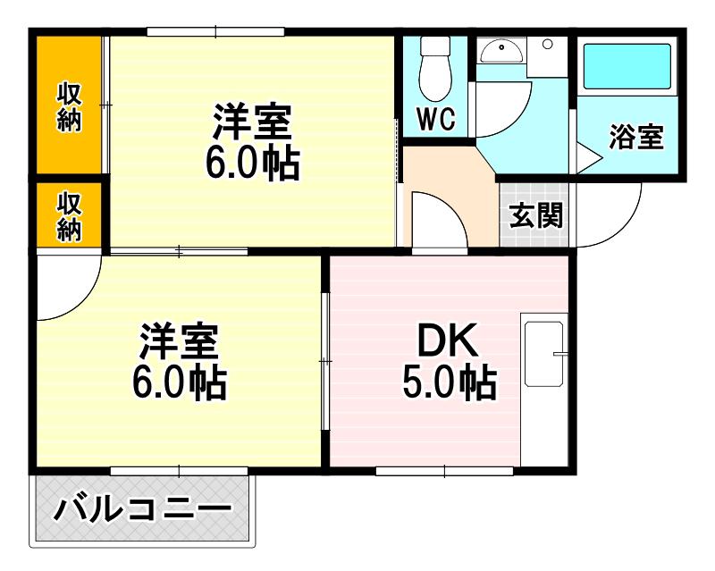 タウニィ(2DK/2階)の間取り写真