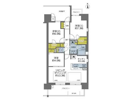 プレミスト北堀江(3LDK/10階)の間取り写真