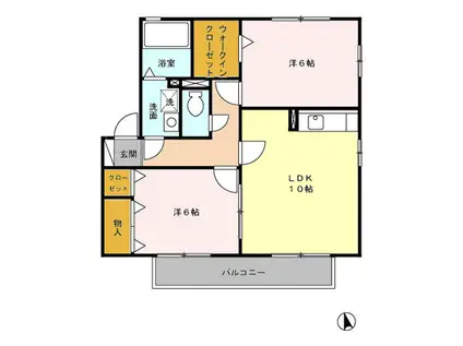 グランリッツ西島 B(2LDK/2階)の間取り写真