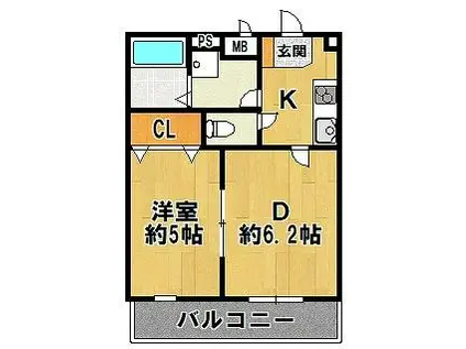 ザ・スカイレジデンス(1DK/1階)の間取り写真