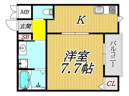CROUD西川(1K/1階)の間取り写真