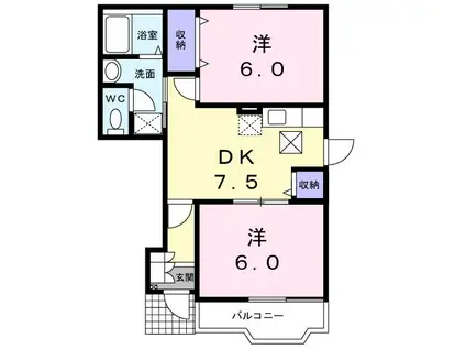 グレースアゼリアA(2DK/1階)の間取り写真
