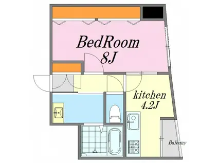 DOLCE廿日市(1K/2階)の間取り写真