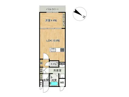 松浦鉄道西九州線 佐世保中央駅 徒歩7分 8階建 築8年(1LDK/3階)の間取り写真