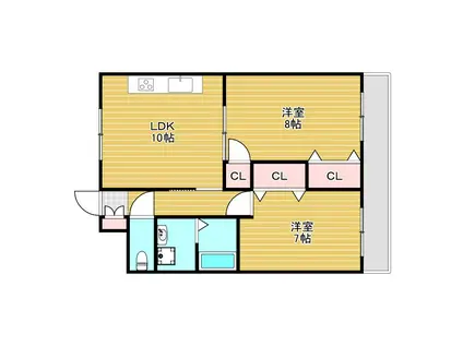 コモエスタ美久仁壱番館(2LDK/5階)の間取り写真