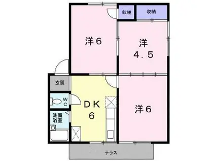 シティハイツ沖川(3DK/1階)の間取り写真