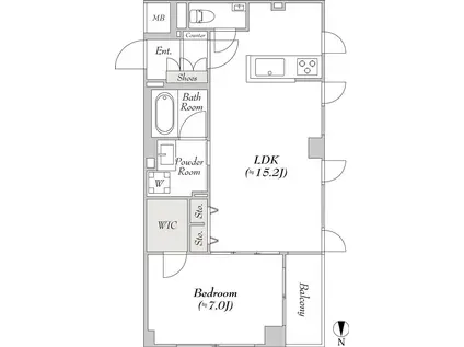 ミリアレジデンス高輪 100(1LDK/2階)の間取り写真