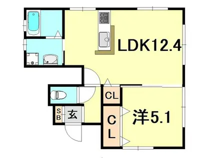 セトル南須磨A棟(1LDK/1階)の間取り写真