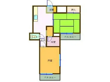 マエザワ第2コーポ(2DK/3階)の間取り写真