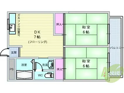 田中マンション(2DK/3階)の間取り写真