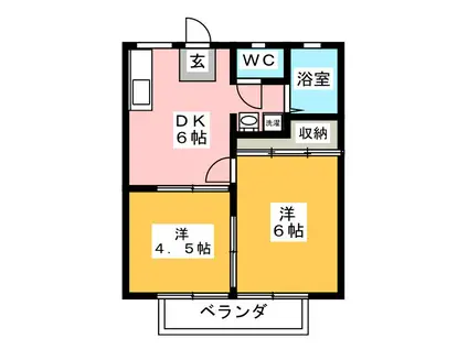 ハイツ相原(2DK/1階)の間取り写真