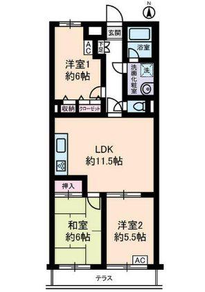 クリオ辻堂参番館(3LDK/1階)の間取り写真