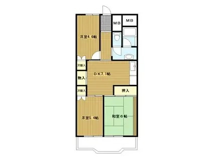 横浜若葉台(3DK/12階)の間取り写真