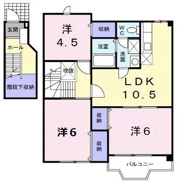 ヴィラグランブルーB(3LDK/2階)の間取り写真