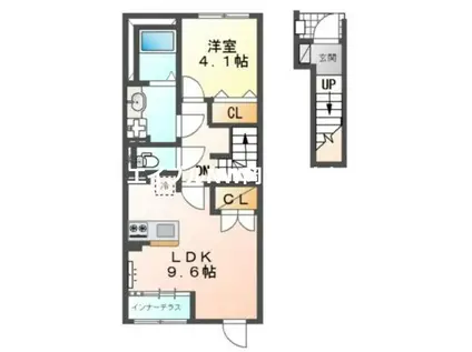 スターテラスII西大寺(1LDK/2階)の間取り写真
