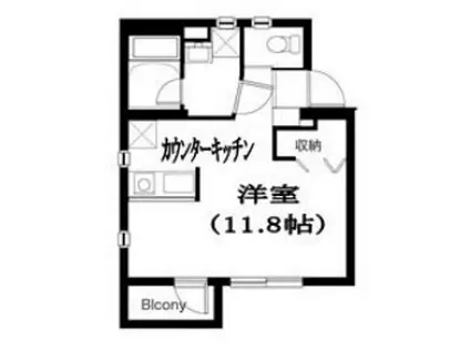 レジデンス中目黒(1K/2階)の間取り写真