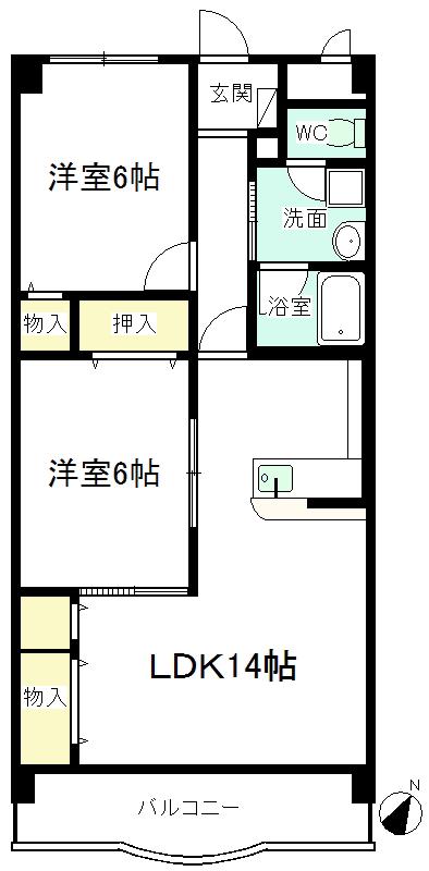 メゾン大門(2LDK/1階)の間取り写真