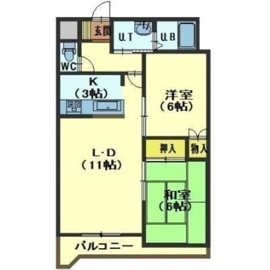 CORSA五稜郭(2LDK/3階)の間取り写真