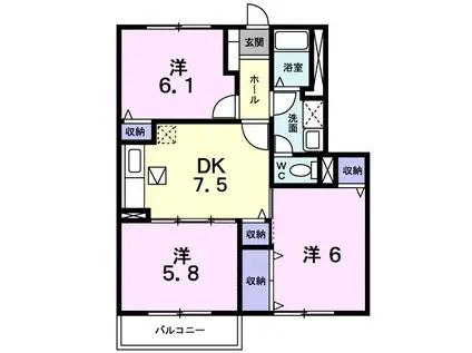 シャルマン A(3DK/1階)の間取り写真