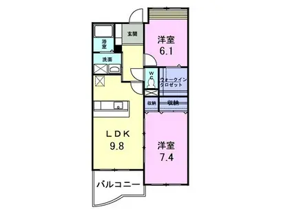パイン・ヒルズ参番館(2LDK/2階)の間取り写真