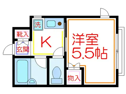 ハイツヤゴ(1K/2階)の間取り写真