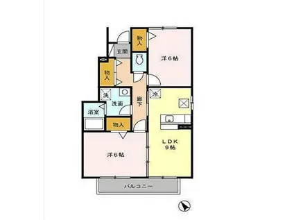 ローズコート夢 A棟(2LDK/1階)の間取り写真