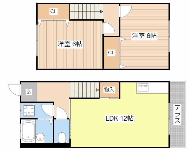 サンモール・メゾン(2LDK/2階)の間取り写真