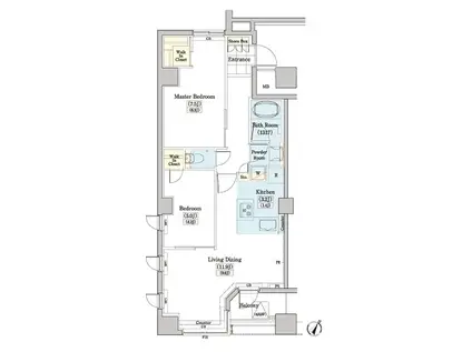 レジディアタワー上池袋(2LDK/4階)の間取り写真