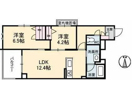 シャーメゾンルッカ(2LDK/2階)の間取り写真