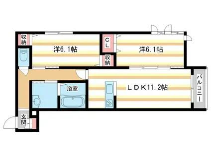 PRINCESS COURT(2LDK/3階)の間取り写真