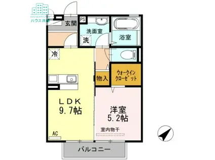 ボヌールサイ B棟(1LDK/1階)の間取り写真