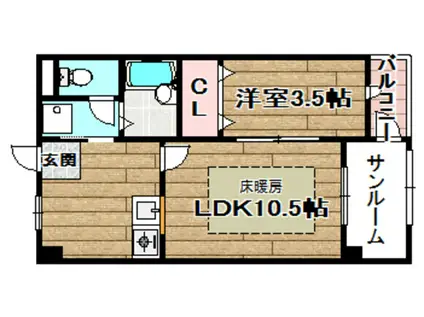 フローラSE12TH(1LDK/2階)の間取り写真