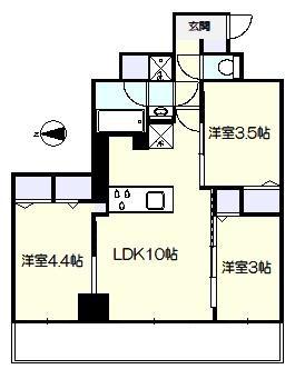 ドゥーエ王子神谷(3LDK/5階)の間取り写真