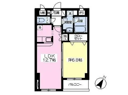 カスターナ(1LDK/1階)の間取り写真