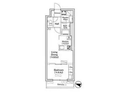 ディオスプラド(1LDK/1階)の間取り写真